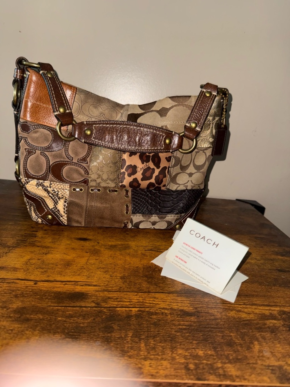 Rare Vintage Y2K Coach Patchwork Hobo Bag Mixed Media Leather Suede Signature